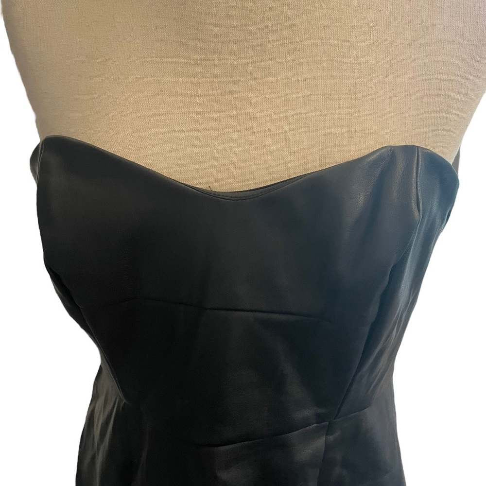 ANTHROPOLOGIE Hutch Strapless Faux Leather Mini Dress New With Tags - Picture 4 of 16